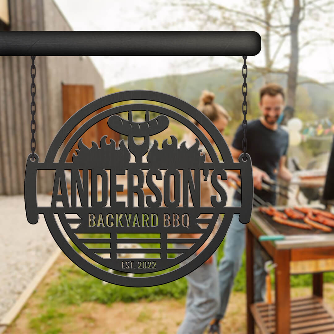 Backyard BBQ Customizable Metal Sign