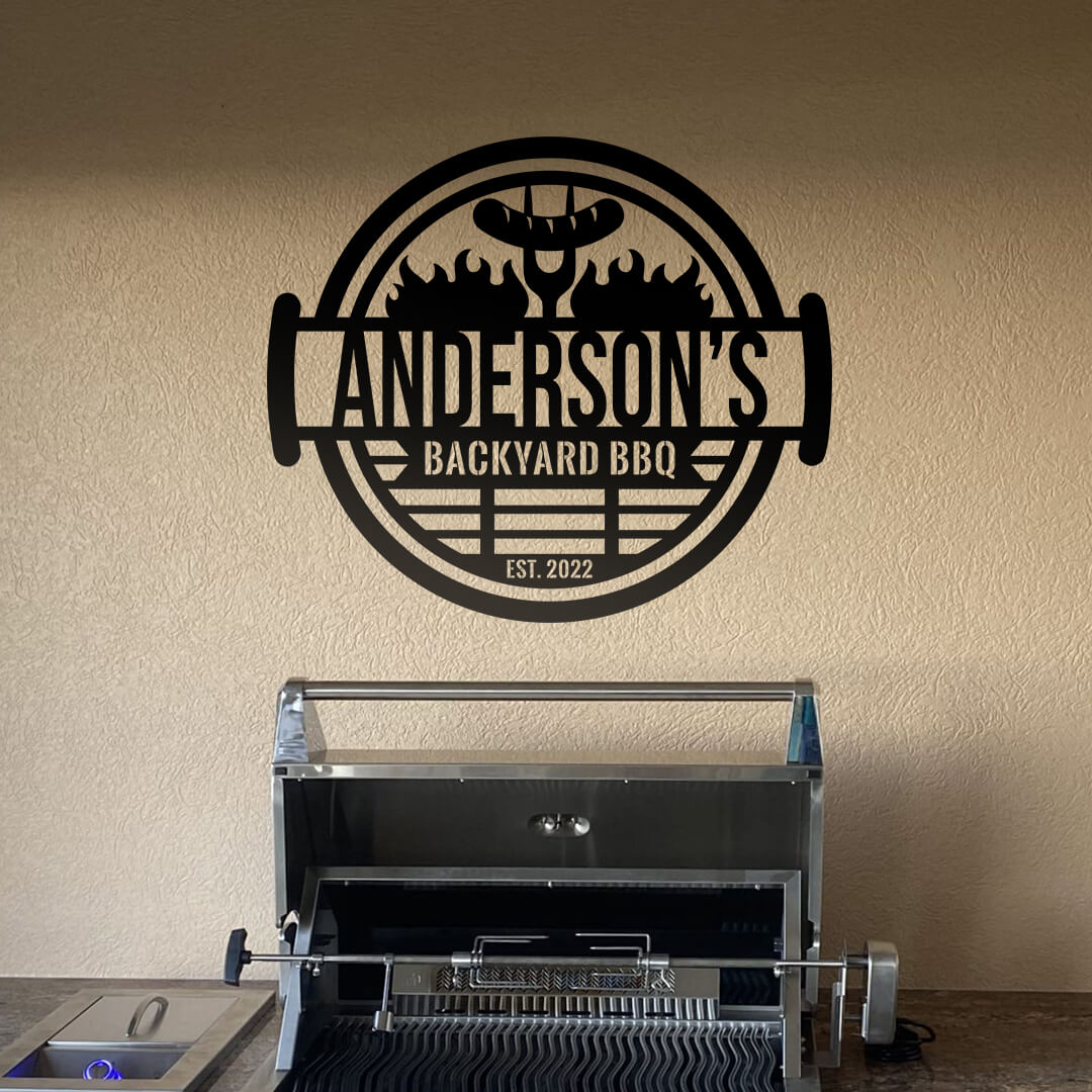 Backyard BBQ Customizable Metal Sign