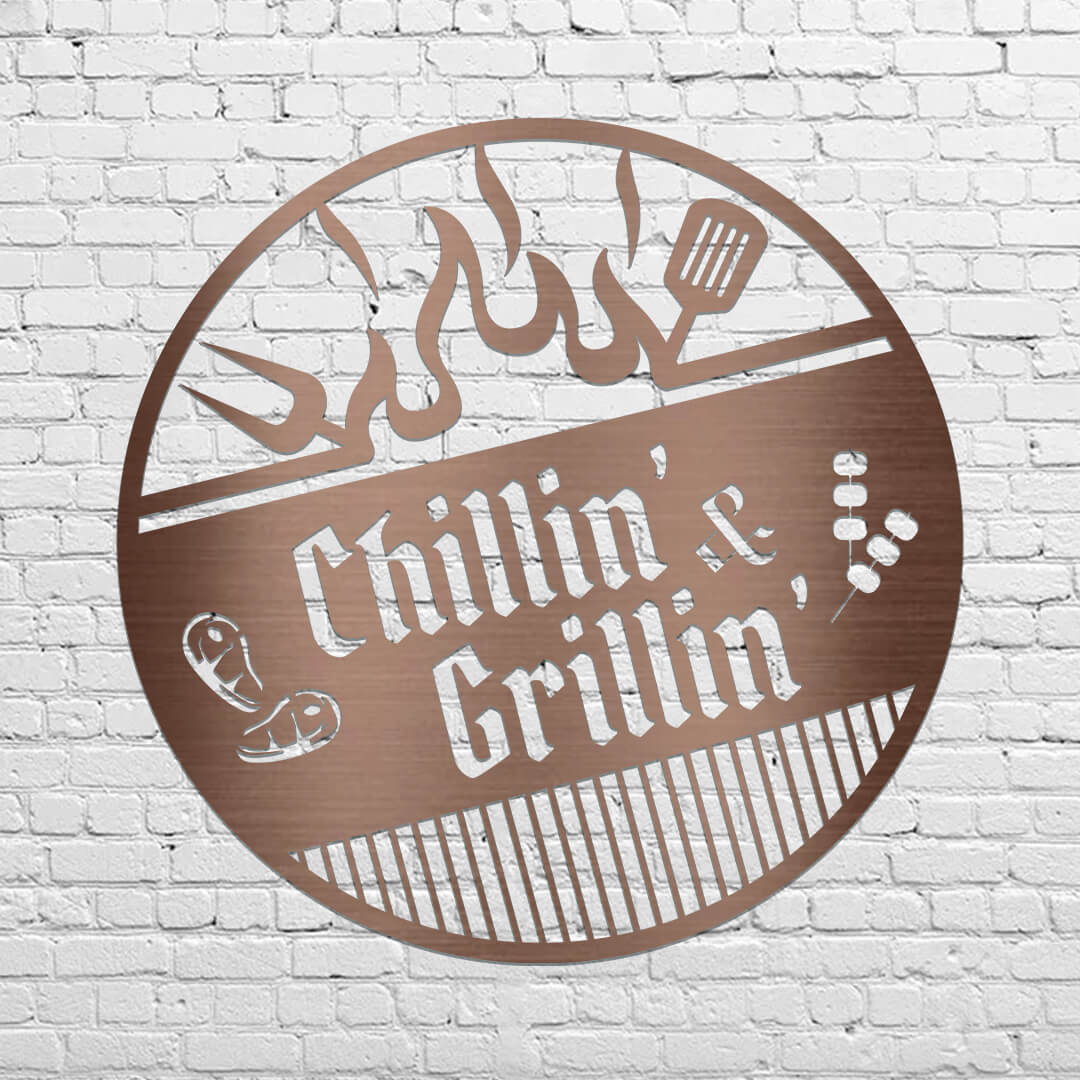 Chillin' & Grillin' Metal Sign