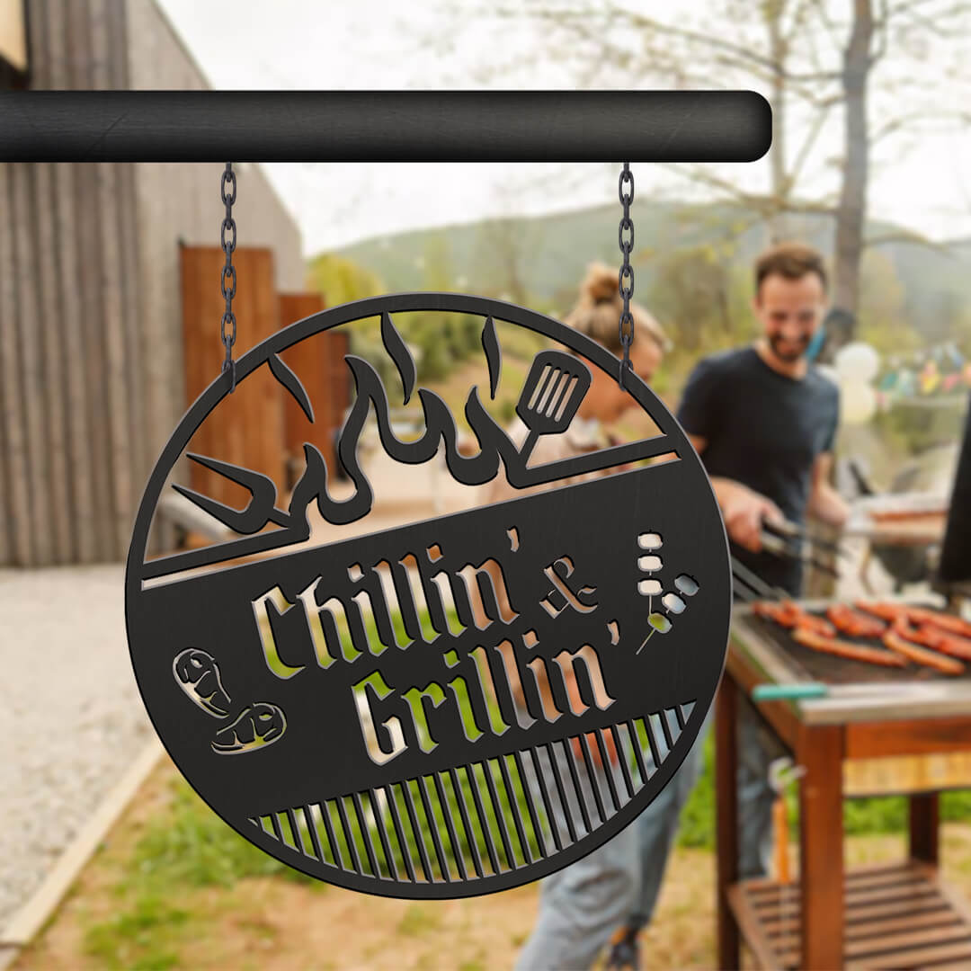 Chillin' & Grillin' Metal Sign