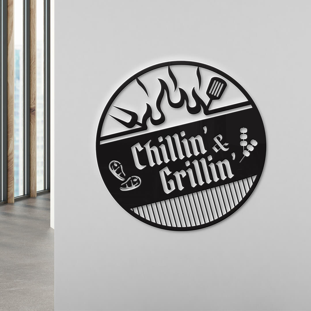 Chillin' & Grillin' Metal Sign
