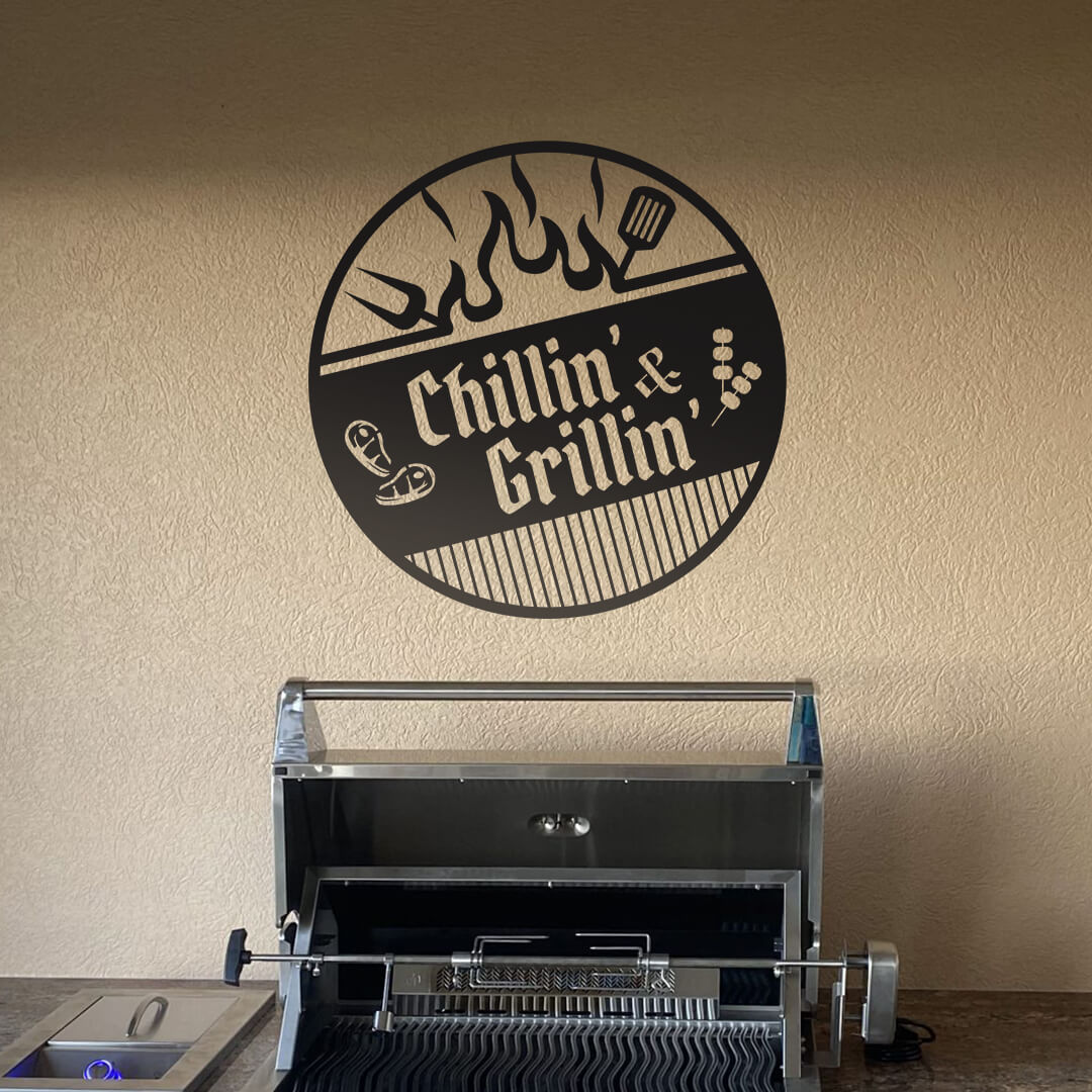 Chillin' & Grillin' Metal Sign