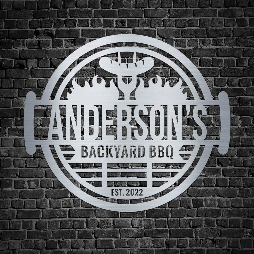 Backyard BBQ Customizable Metal Sign