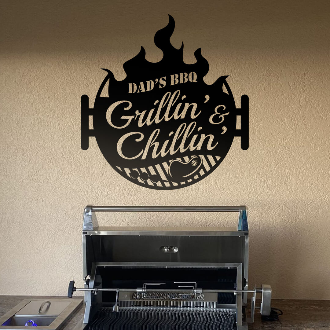 Grillin' & Chillin' Customizable Metal Sign