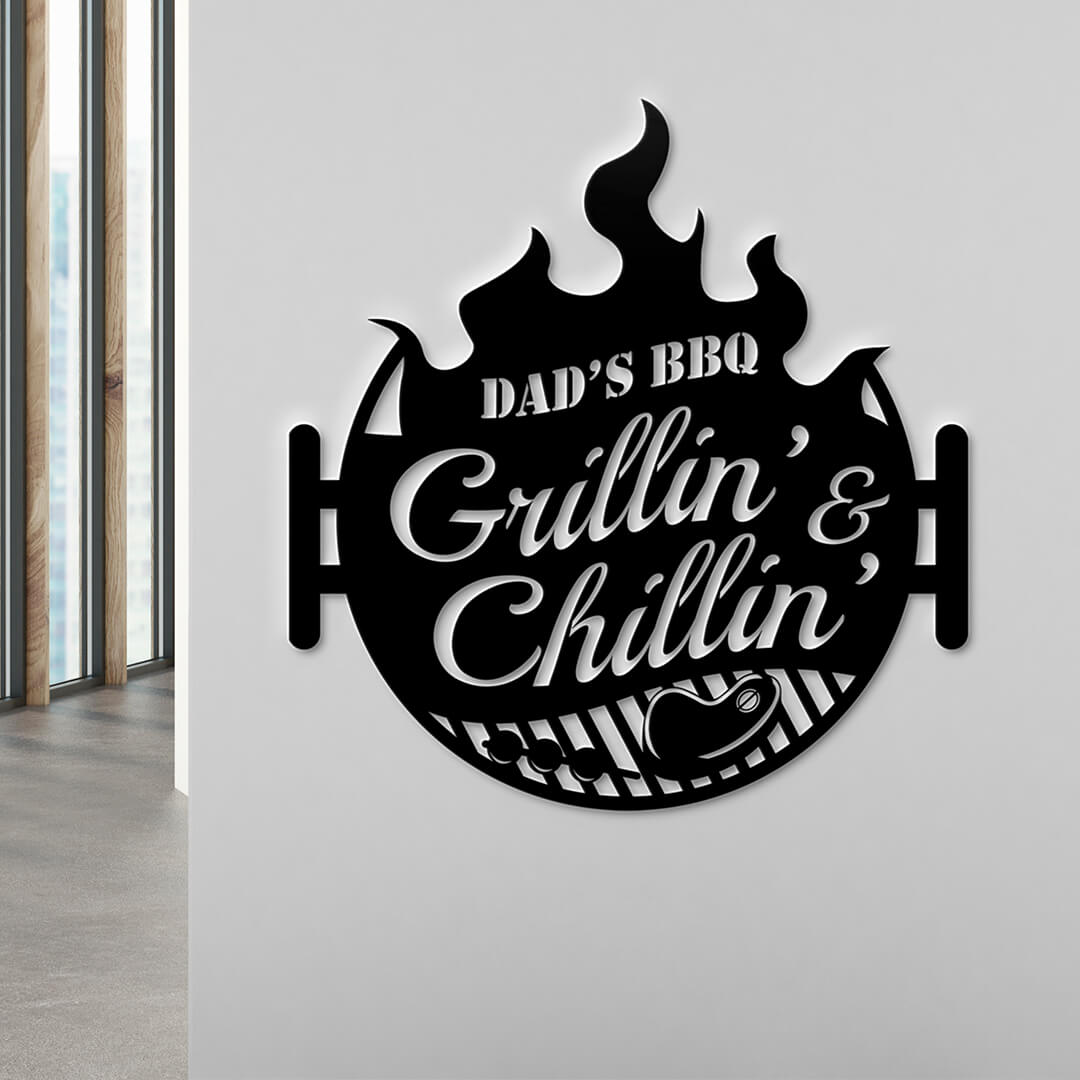 Grillin' & Chillin' Customizable Metal Sign
