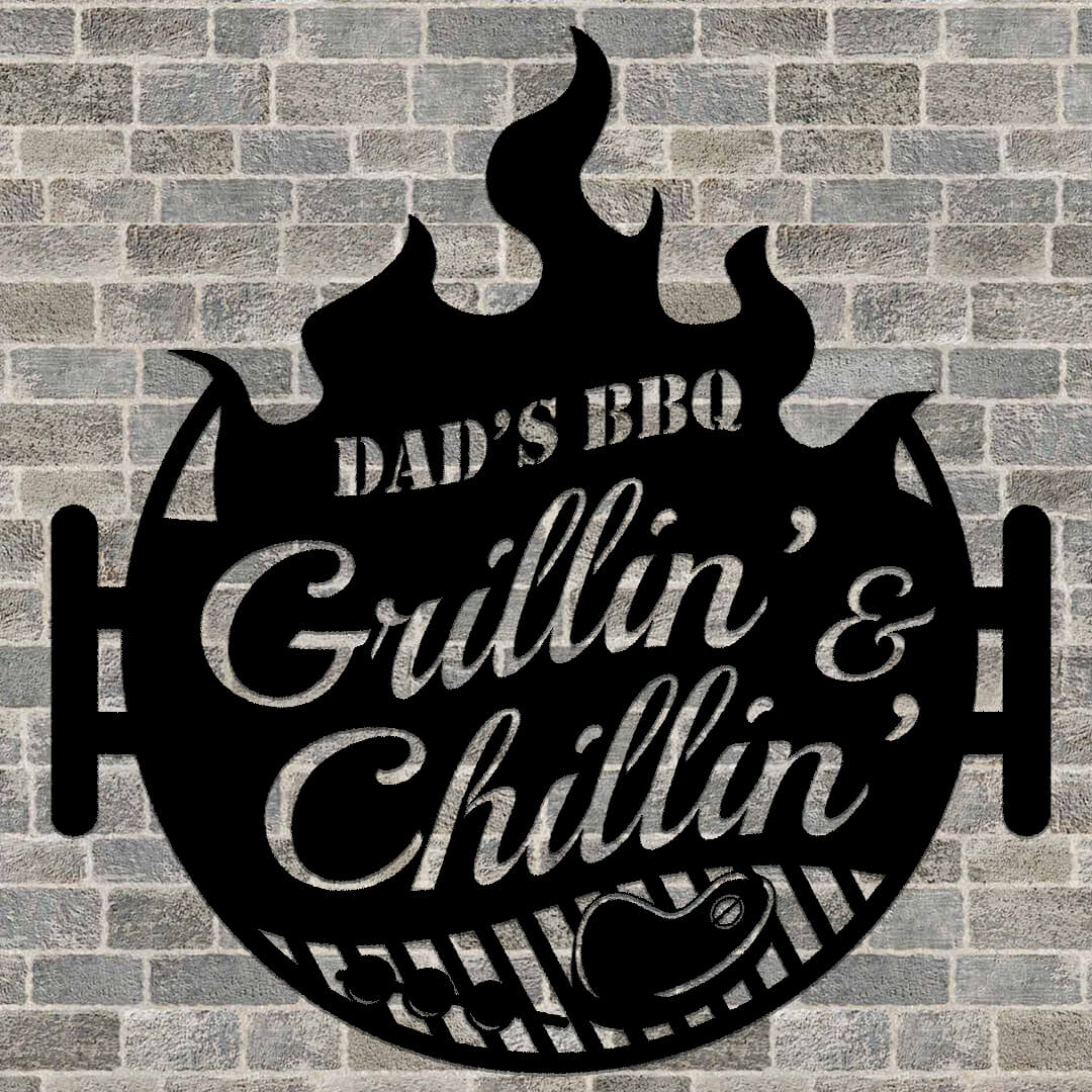 Grillin' & Chillin' Customizable Metal Sign