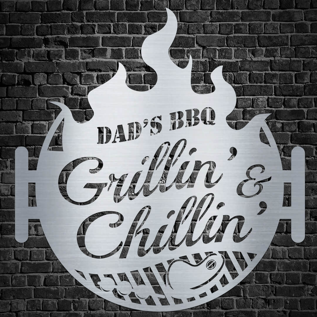 Grillin' & Chillin' Customizable Metal Sign