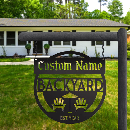 Stylish Backyard Customizable Metal Sign