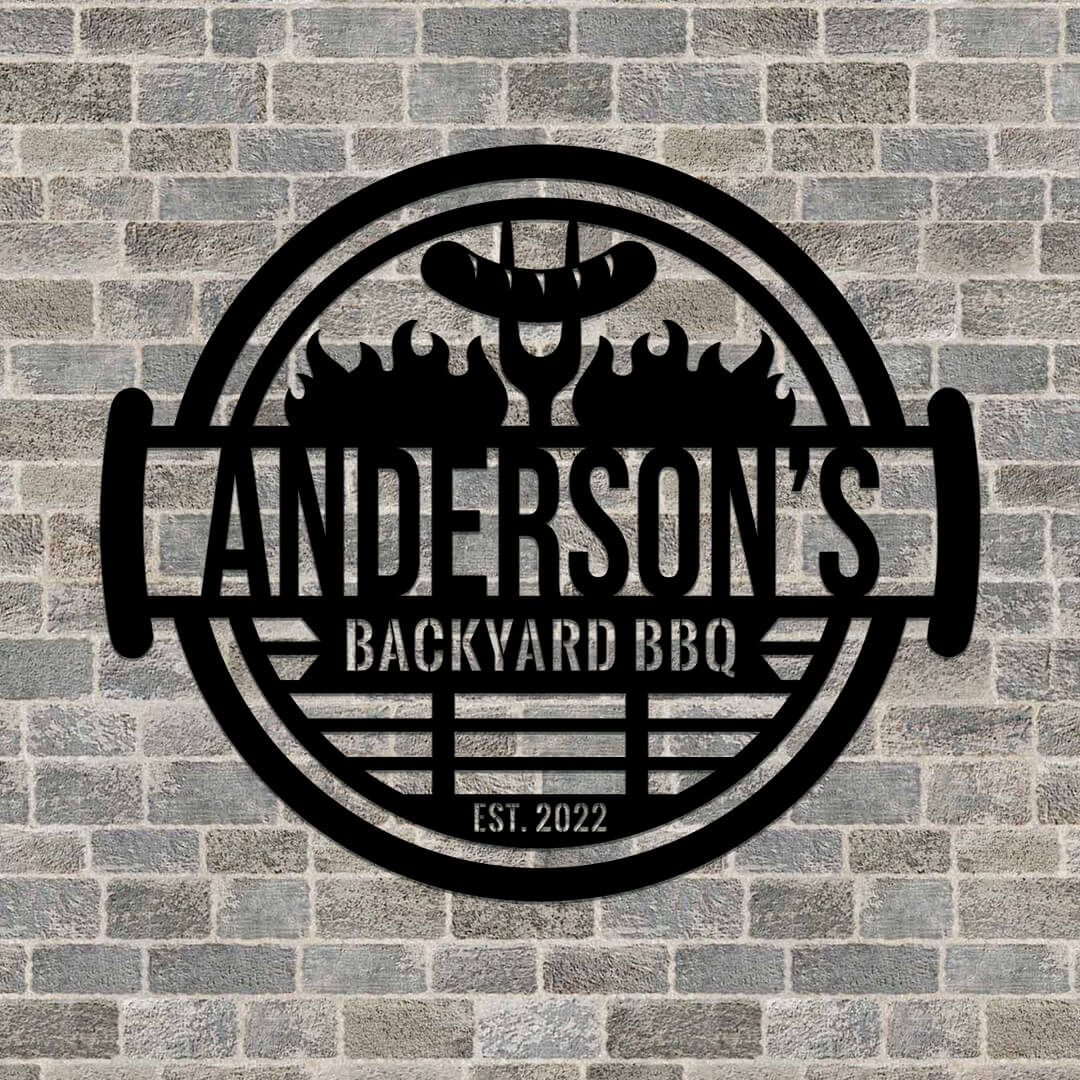 Backyard BBQ Customizable Metal Sign