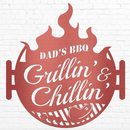 Grillin' & Chillin' Customizable Metal Sign